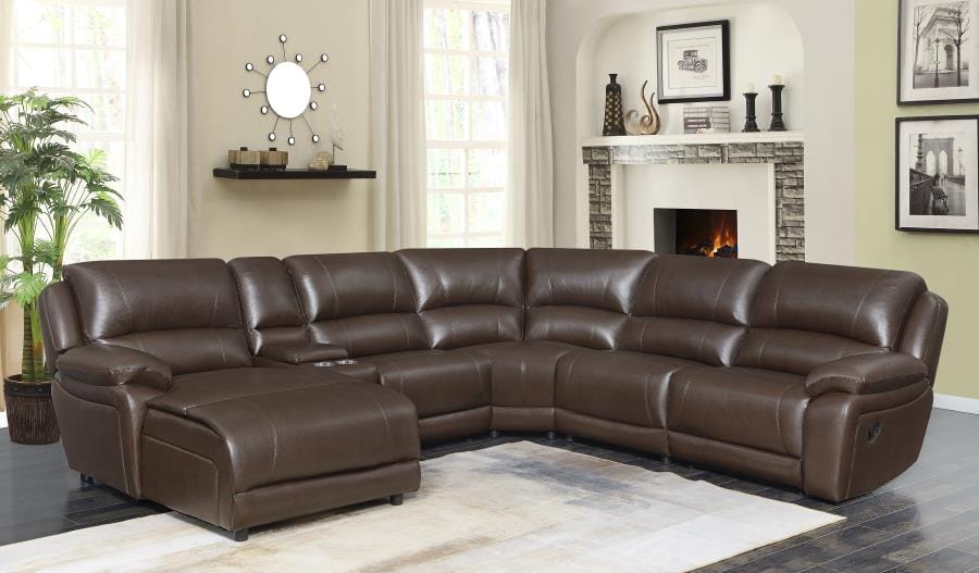 Mackenzie 6-Piece Motion Sectional Chestnut