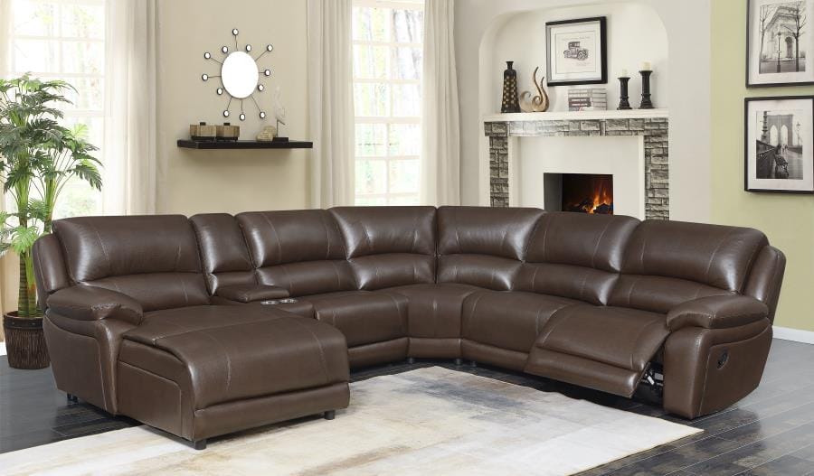 Mackenzie 6-Piece Motion Sectional Chestnut