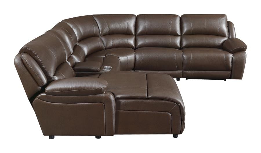 Mackenzie 6-Piece Motion Sectional Chestnut