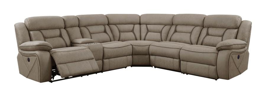 Higgins Four-Piece Upholstered Power Sectional Tan