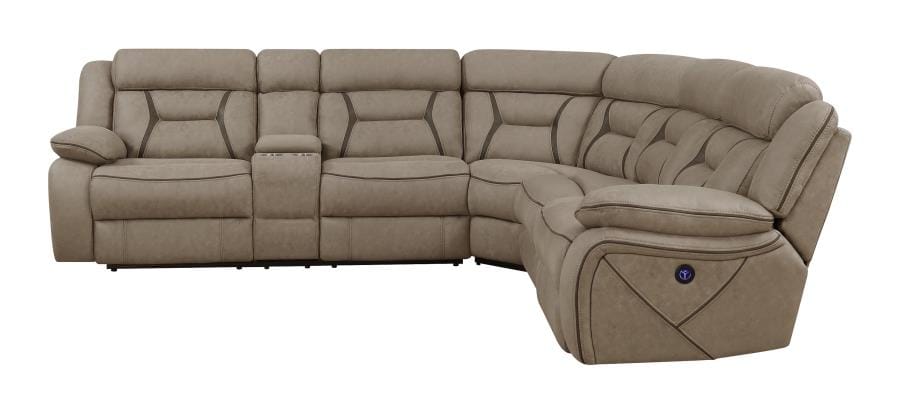 Higgins Four-Piece Upholstered Power Sectional Tan