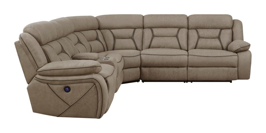 Higgins Four-Piece Upholstered Power Sectional Tan