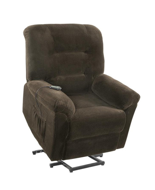 Upholstered Power Lift Recliner Chocolate