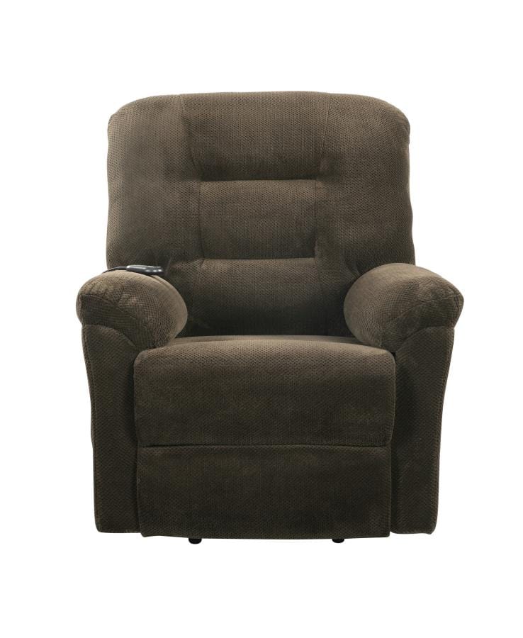 Upholstered Power Lift Recliner Chocolate