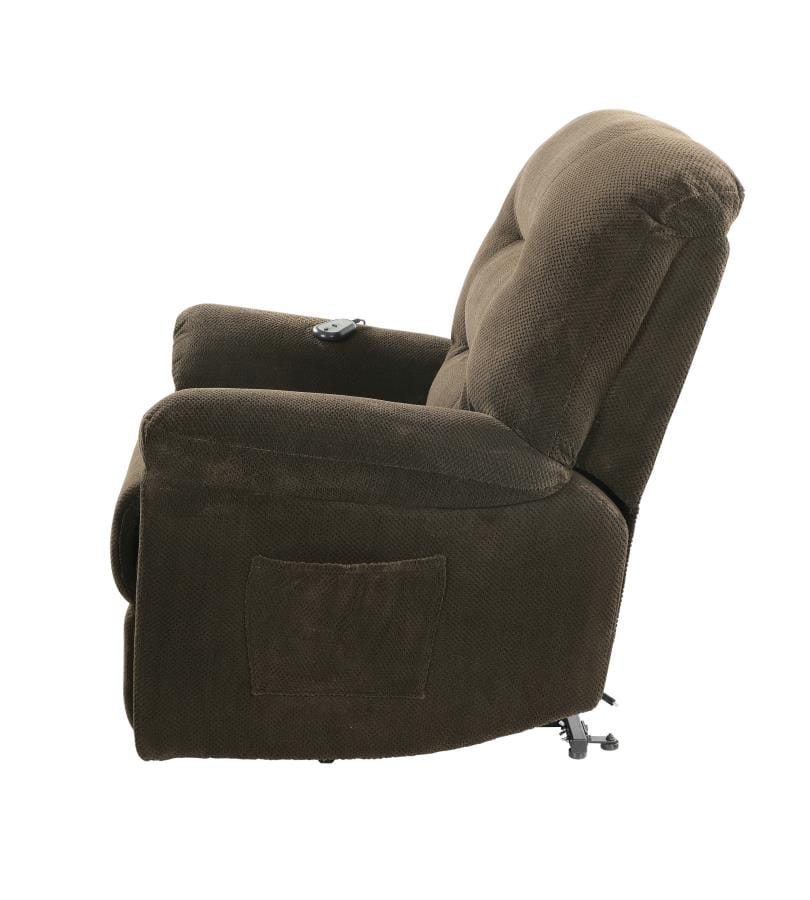 Upholstered Power Lift Recliner Chocolate