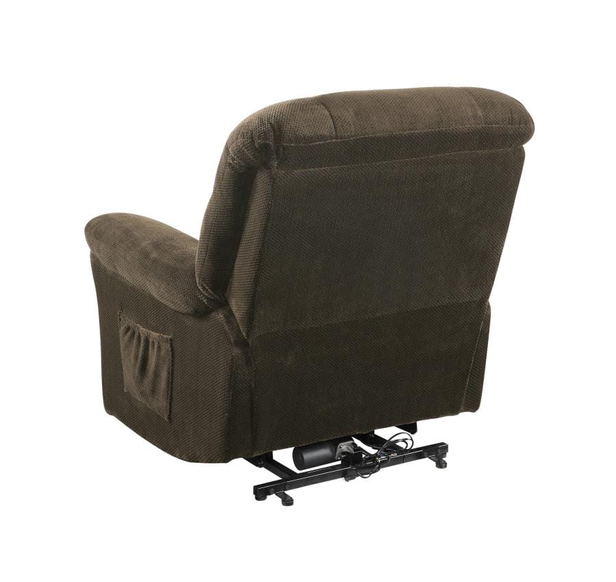 Upholstered Power Lift Recliner Chocolate