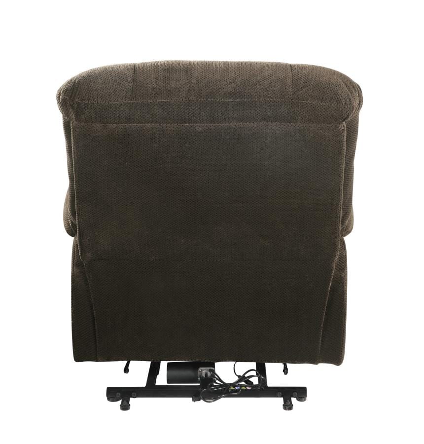 Upholstered Power Lift Recliner Chocolate