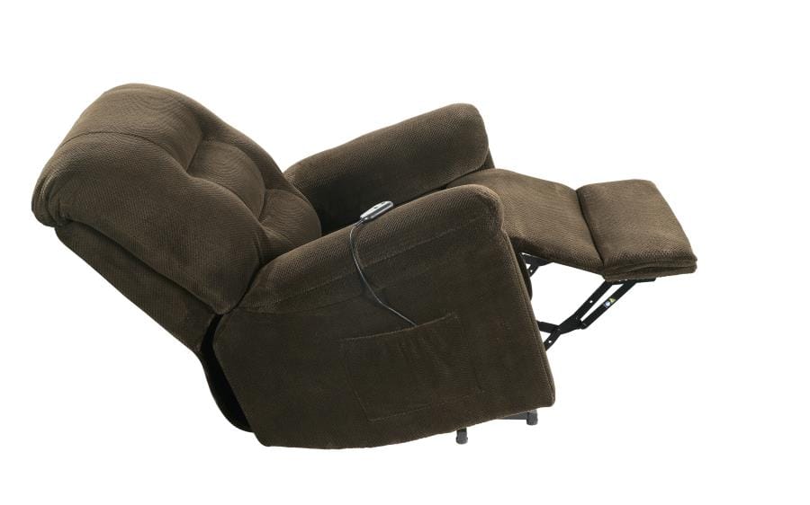 Upholstered Power Lift Recliner Chocolate