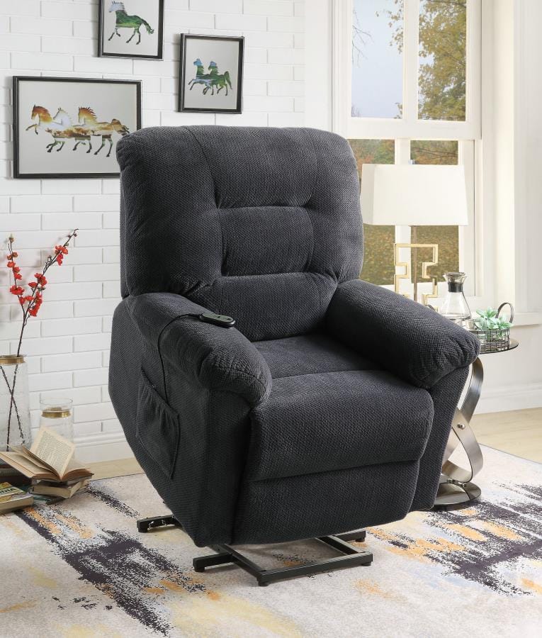 Upholstered Power Lift Recliner Charcoal