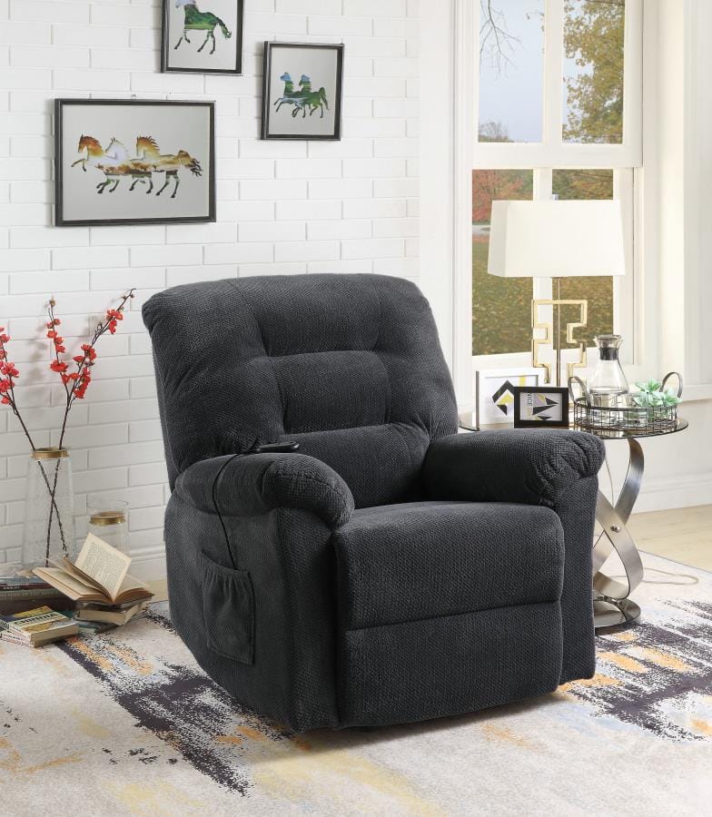 Upholstered Power Lift Recliner Charcoal