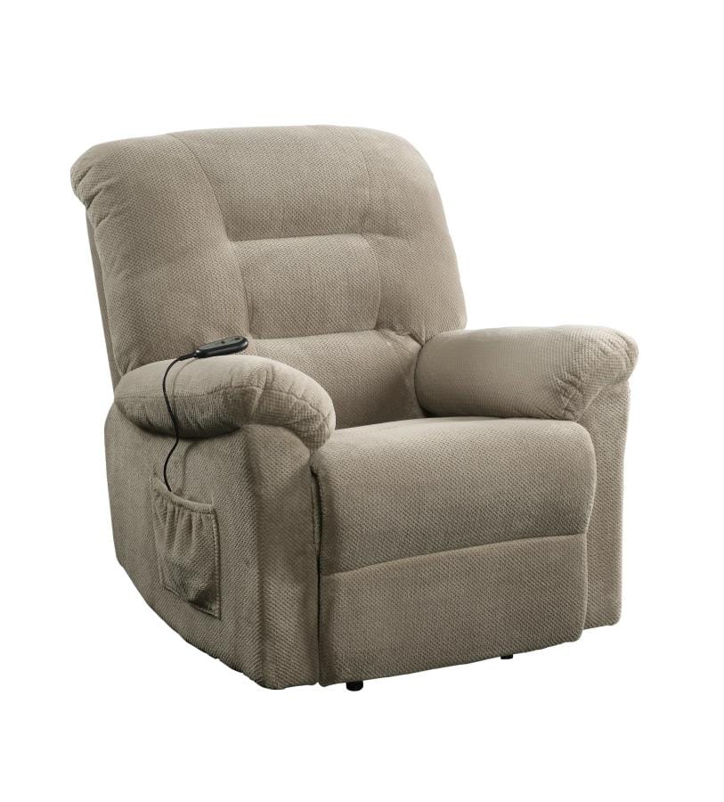 Upholstered Power Lift Recliner Beige