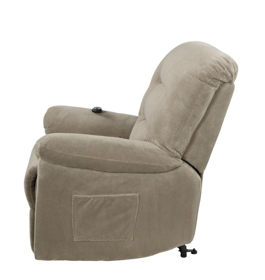 Upholstered Power Lift Recliner Beige