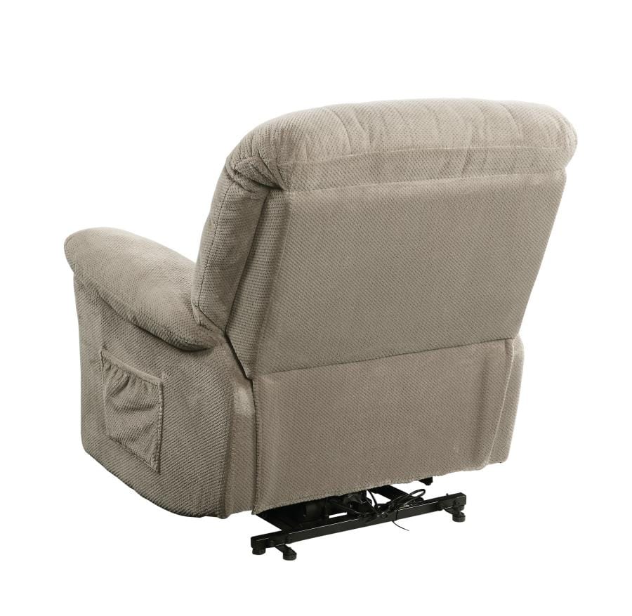 Upholstered Power Lift Recliner Beige