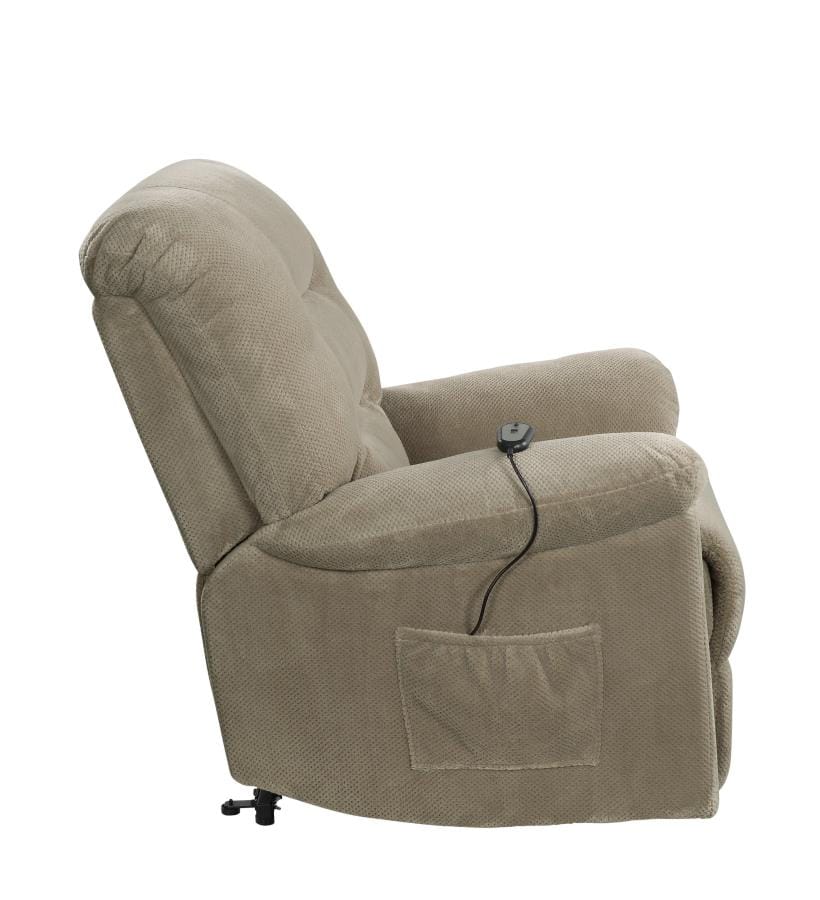 Upholstered Power Lift Recliner Beige