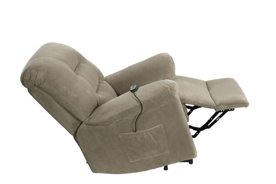 Upholstered Power Lift Recliner Beige