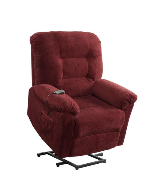 Upholstered Power Lift Recliner Brick Red