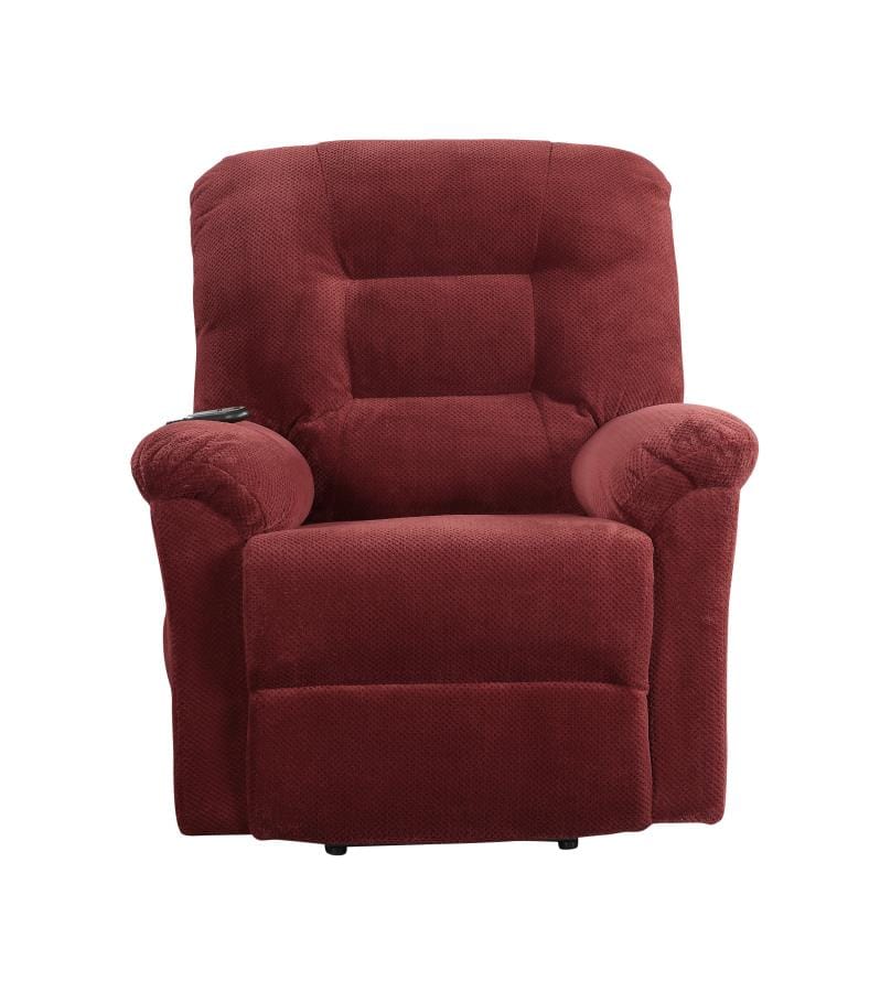 Upholstered Power Lift Recliner Brick Red