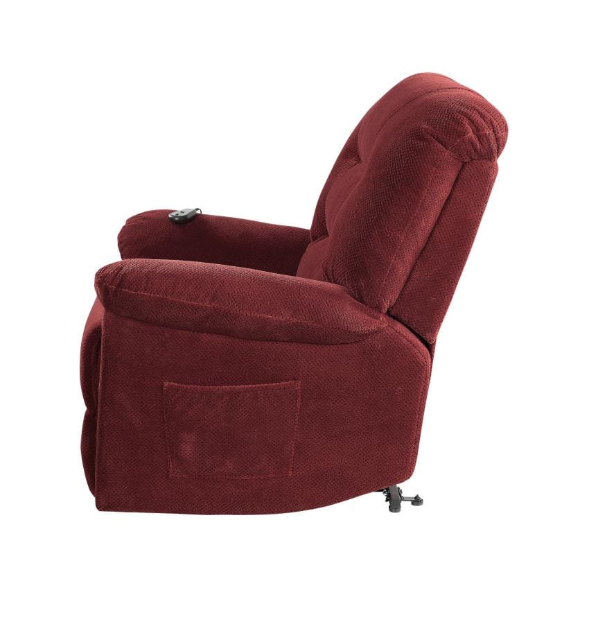 Upholstered Power Lift Recliner Brick Red