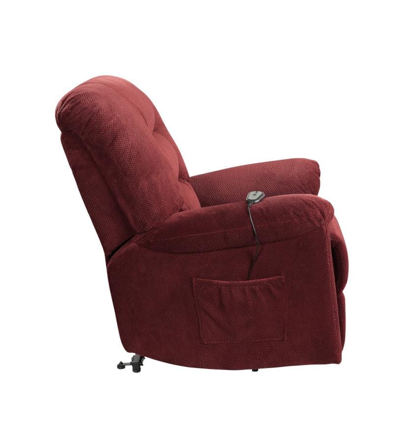 Upholstered Power Lift Recliner Brick Red