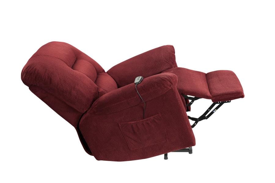 Upholstered Power Lift Recliner Brick Red