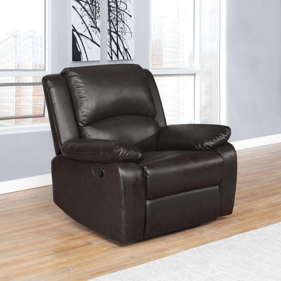 Boston Upholstered Tufted Recliner Two-tone Brown