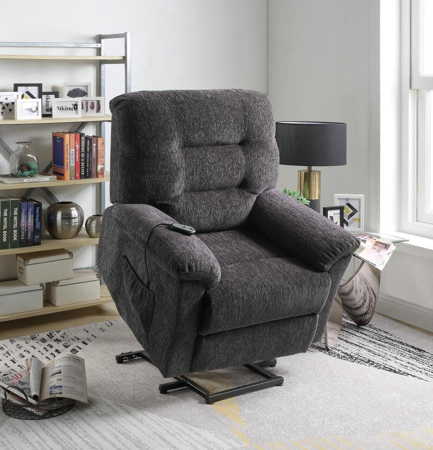 Upholstered Power Lift Recliner Grey