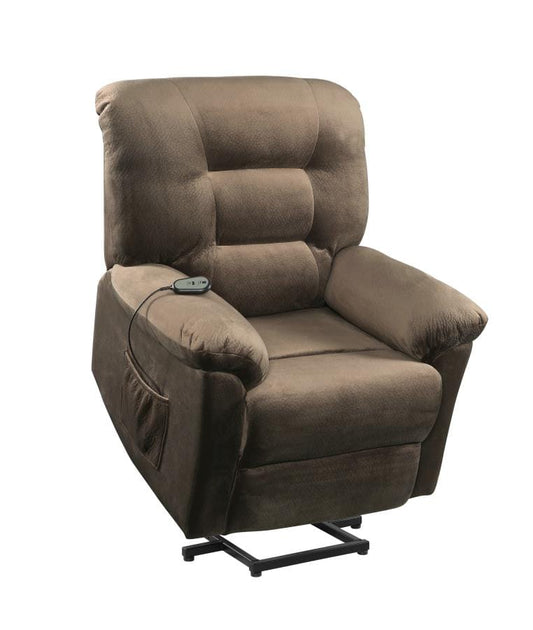 Upholstered Power Lift Recliner Brown Sugar