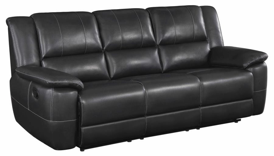 Lee Upholstered Pillow Top Arm Living Room Set Black
