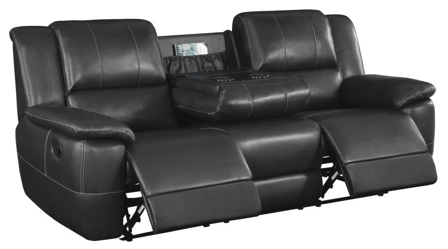 Lee Upholstered Pillow Top Arm Living Room Set Black