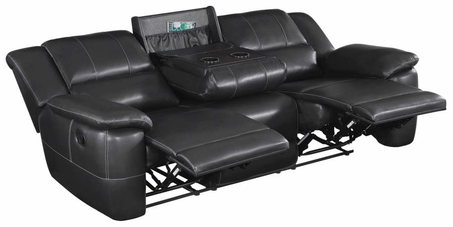 Lee Upholstered Pillow Top Arm Living Room Set Black