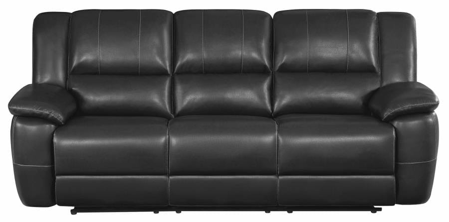 Lee Upholstered Pillow Top Arm Living Room Set Black