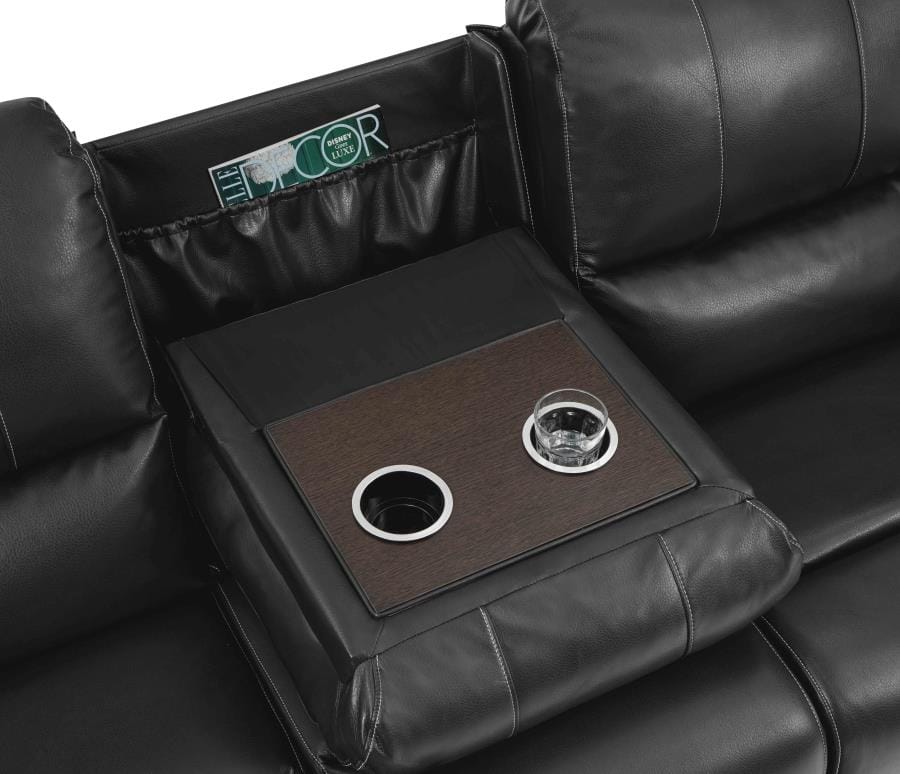 Lee Upholstered Pillow Top Arm Living Room Set Black