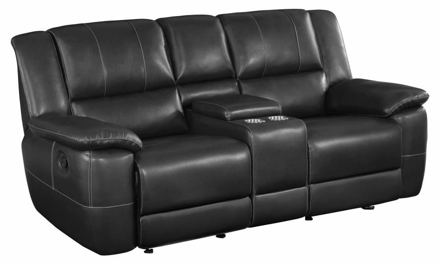 Lee Upholstered Pillow Top Arm Living Room Set Black
