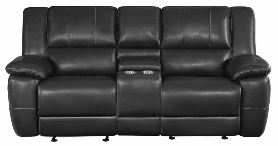 Lee Upholstered Pillow Top Arm Living Room Set Black