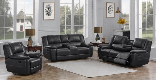 Lee Upholstered Pillow Top Arm Living Room Set Black