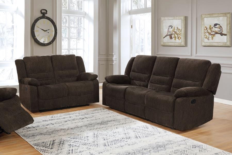 Gordon Upholstered Tufted Living Room Set Chocolate Brown