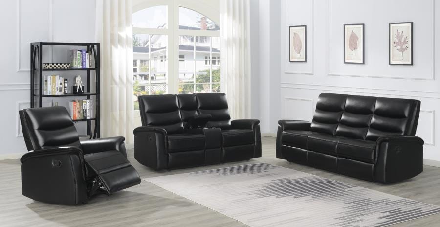 Dario Upholstered Channeled Back Motion Sofa Black