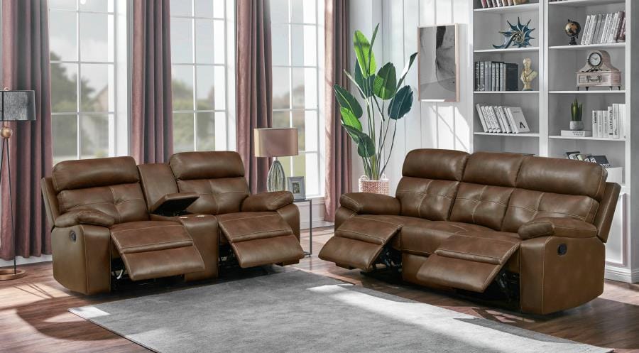 Damiano Upholstered Tufted Living Room Set Tri-tone Brown
