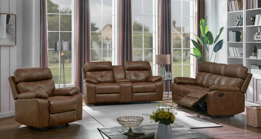 Damiano Upholstered Tufted Living Room Set Tri-tone Brown