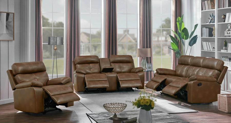 Damiano Upholstered Tufted Living Room Set Tri-tone Brown