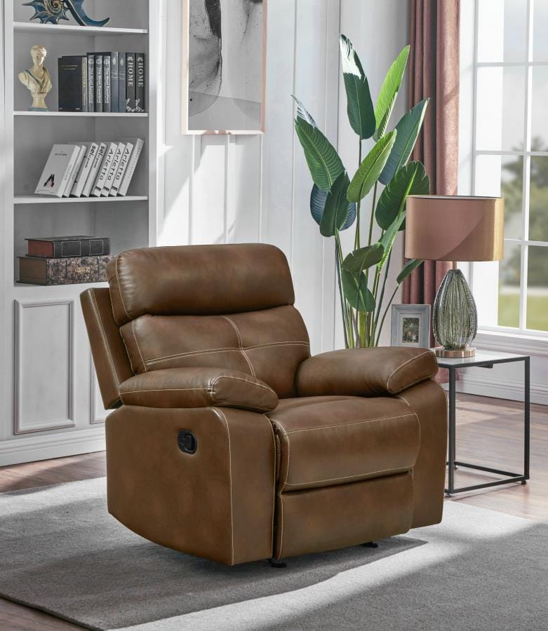 Damiano Upholstered Glider Recliner Tri-tone Brown