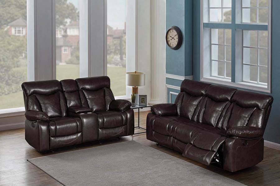 Zimmerman Upholstered Tufted Living Room Set Dark Brown