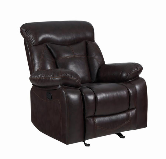 Zimmerman Pillow Top Arm Glider Recliner Dark Brown