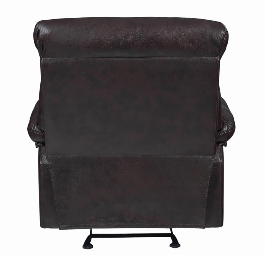 Zimmerman Pillow Top Arm Glider Recliner Dark Brown