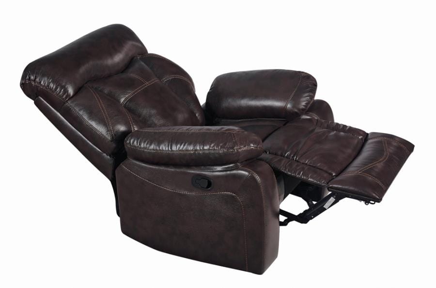 Zimmerman Pillow Top Arm Glider Recliner Dark Brown