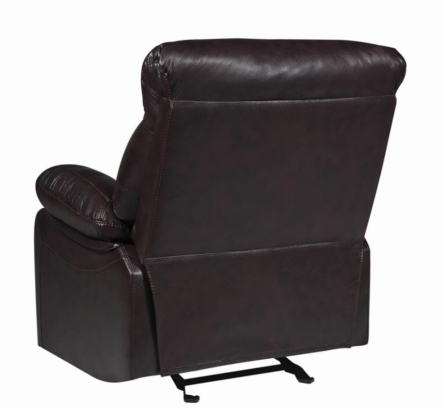 Zimmerman Pillow Top Arm Glider Recliner Dark Brown