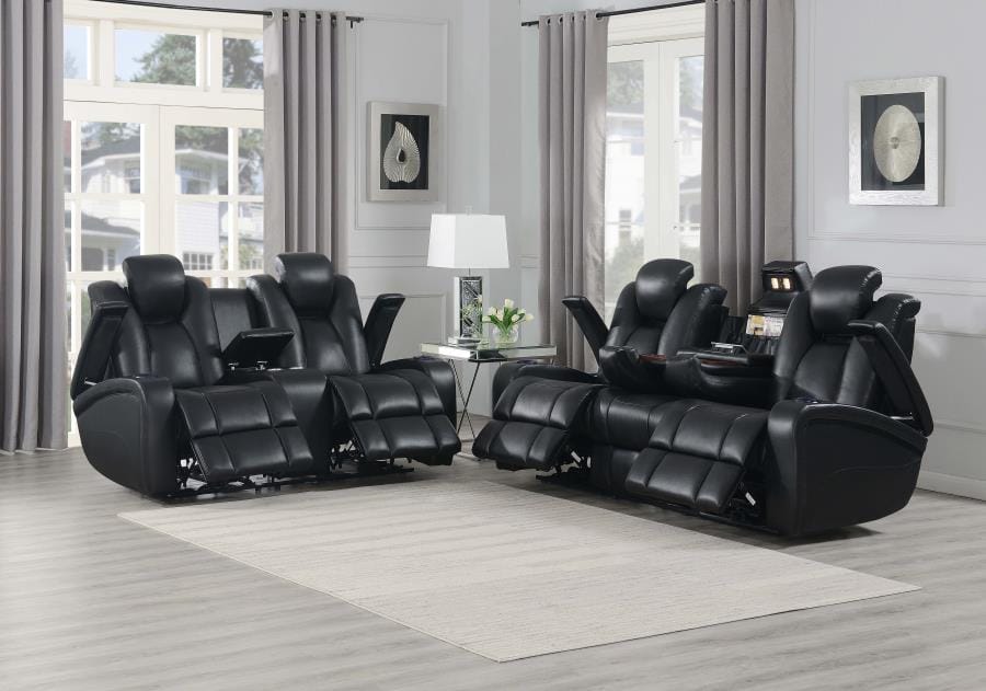 Delange Upholstered Tufted Living Room Set Black