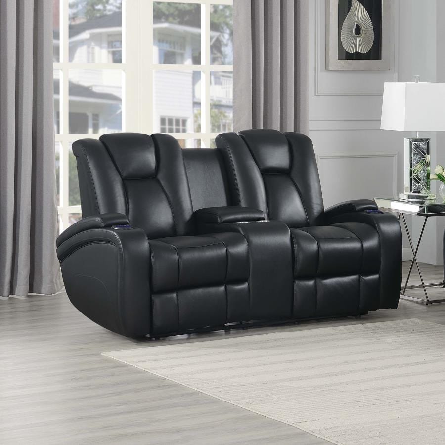 Delange Power^2 Loveseat with Headrests Black