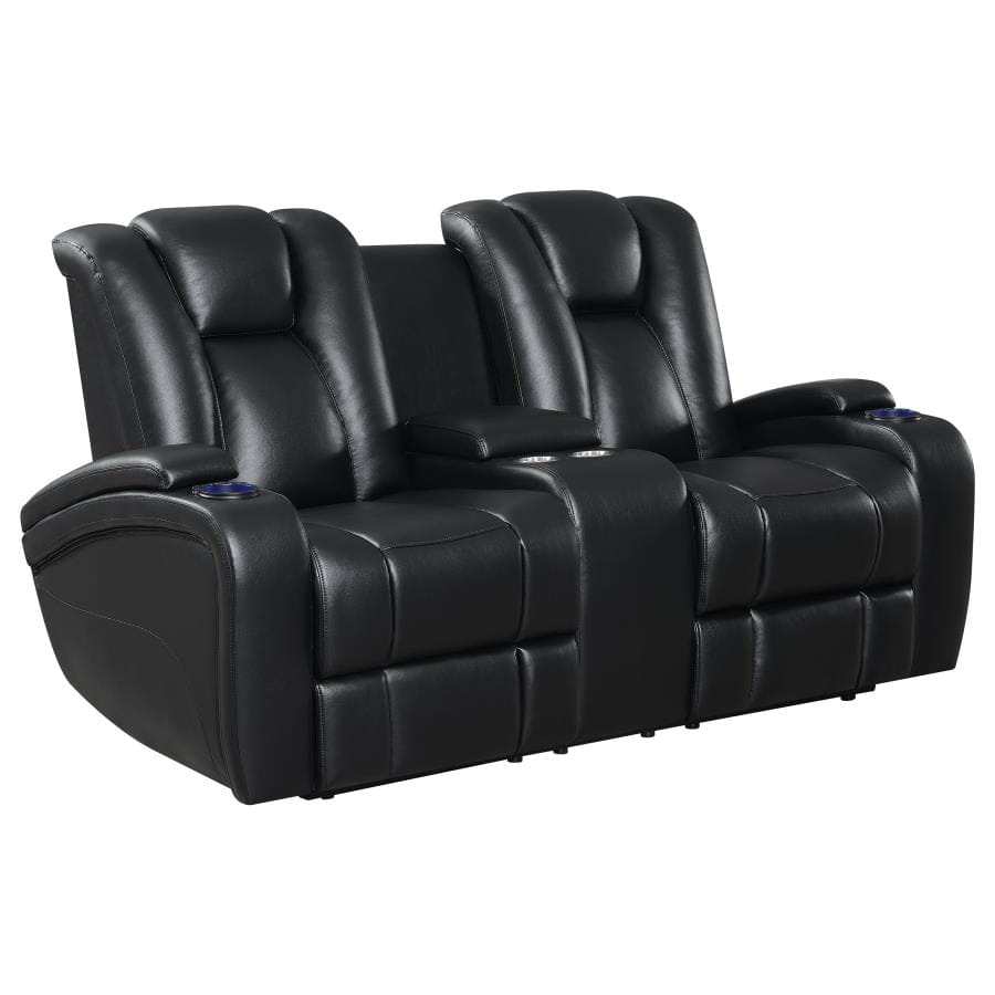 Delange Power^2 Loveseat with Headrests Black