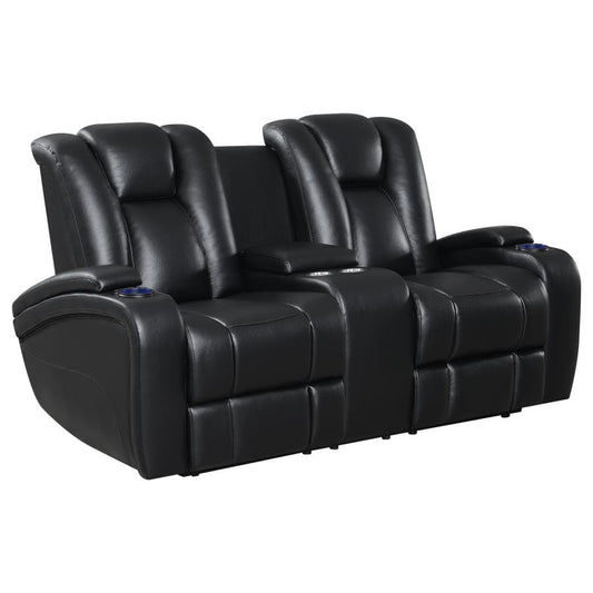 Delange Power^2 Loveseat with Headrests Black